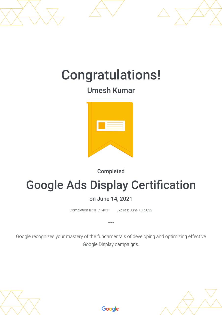 Google Ads Display Certification